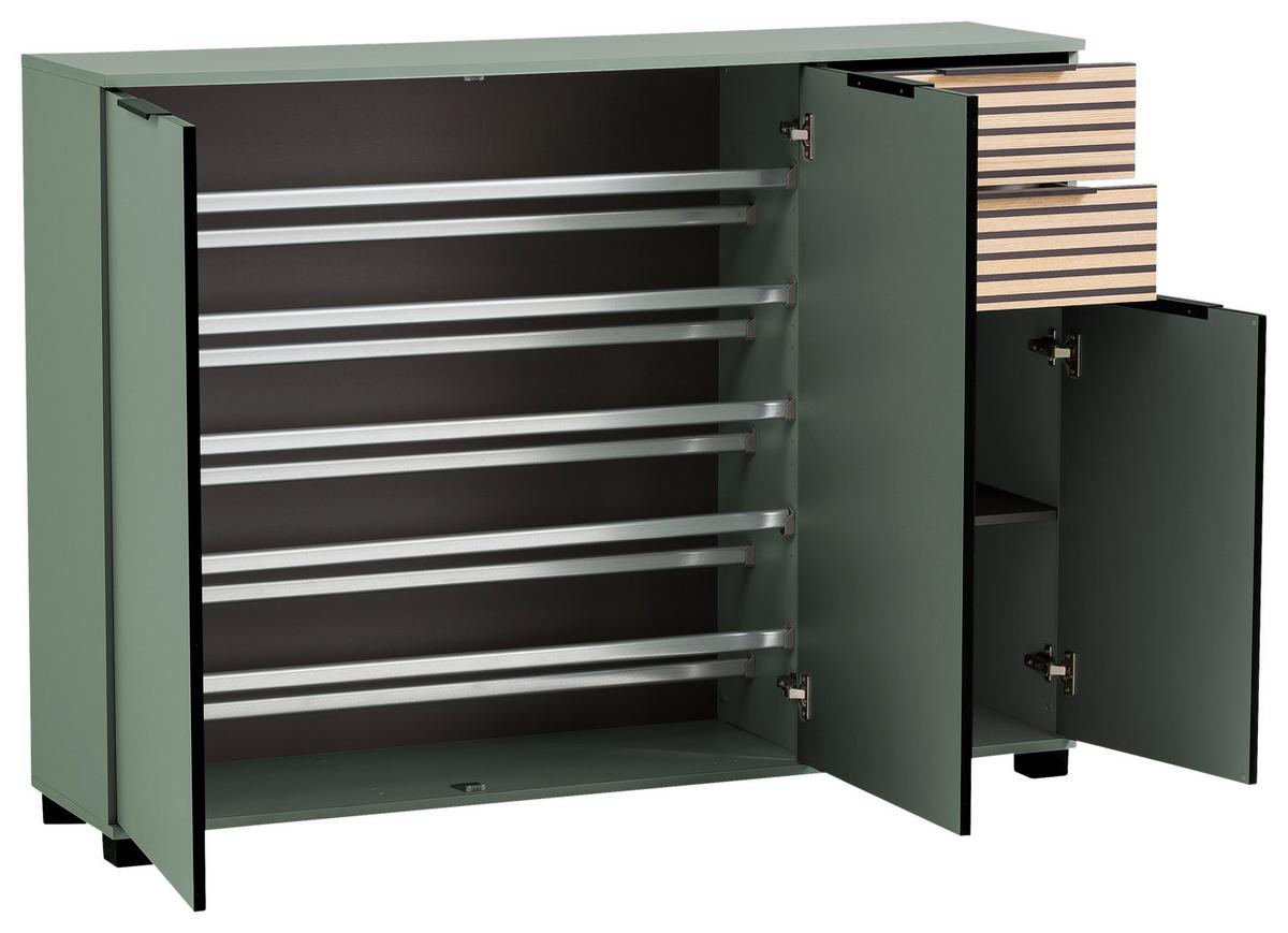 Schuhschrank Alexa 1420 - Eichefarben/Schwarz, Design, Holzwerkstoff (141,9/105,5/35cm) - MID.YOU