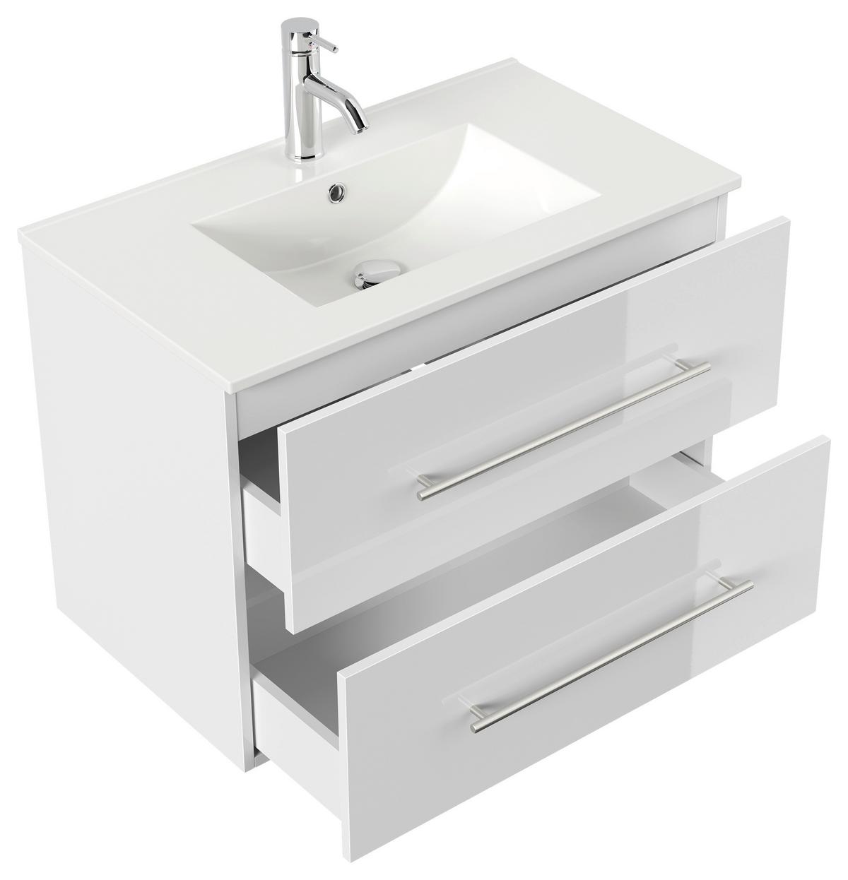 WASCHTISCHKOMBI Homeline, Weiß HG B: 81 cm - Weiß Hochglanz/Weiß, Basics, Keramik/Holzwerkstoff (81cm) - MID.YOU