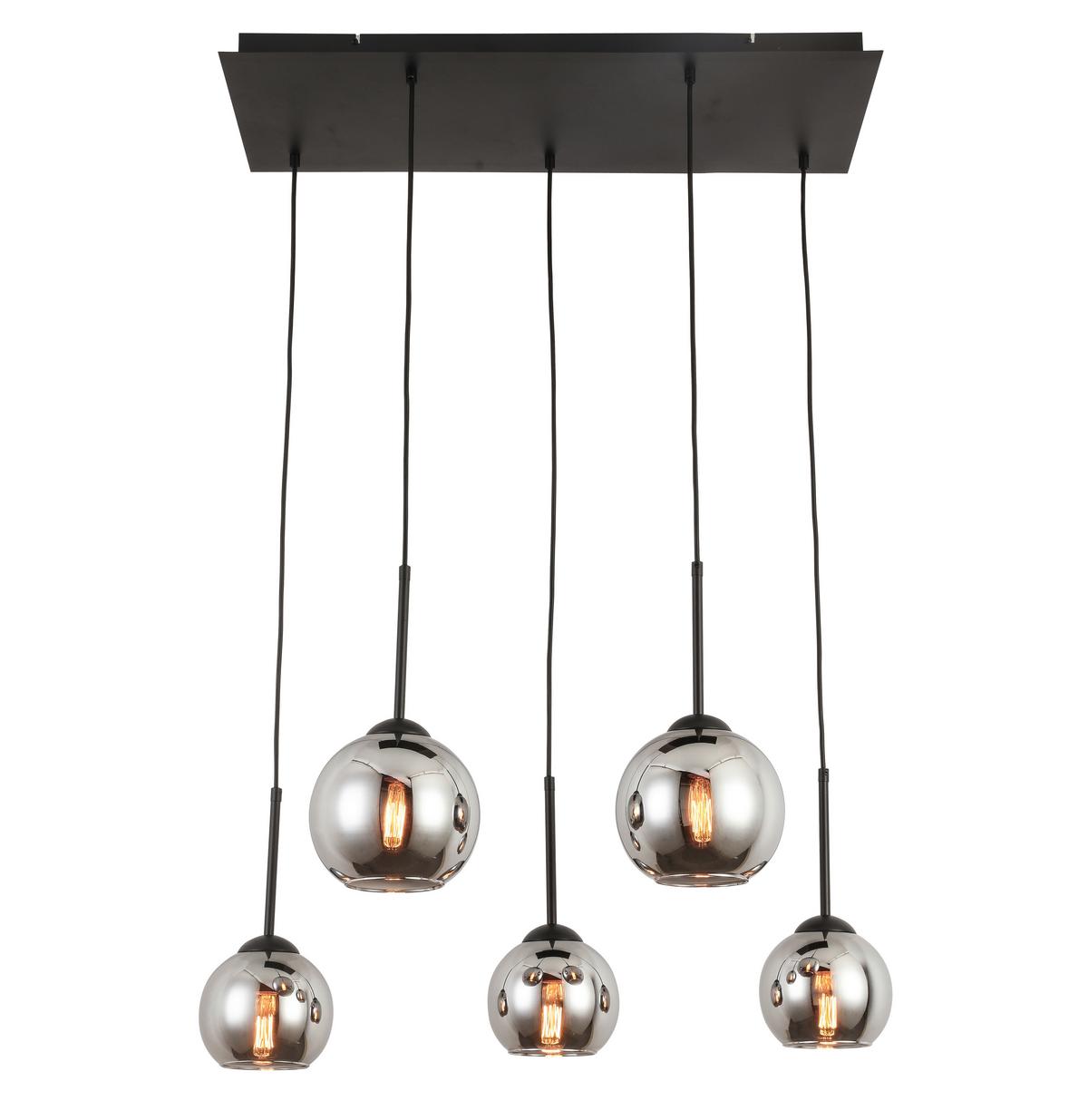Závěsné svítidlo LUFOO - černá/barvy chromu, Moderní, kov/sklo (75/25/120cm) - Premium Living