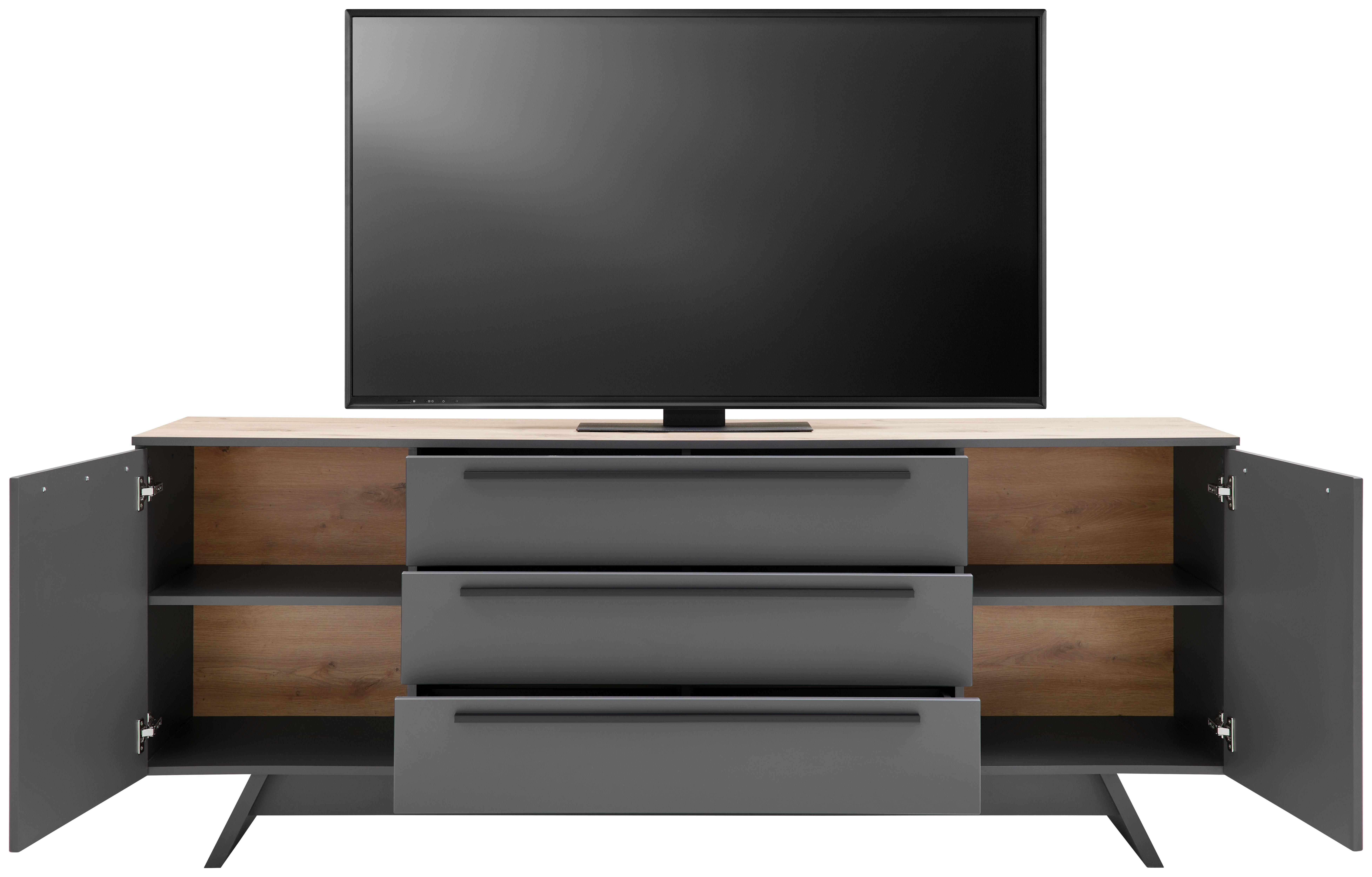 Tv-element Atlanta B: 200,1 Cm Grau/eiche Dekor - Eichefarben/Grau, MODERN, Holzwerkstoff (200,1/80,2/46,2cm)