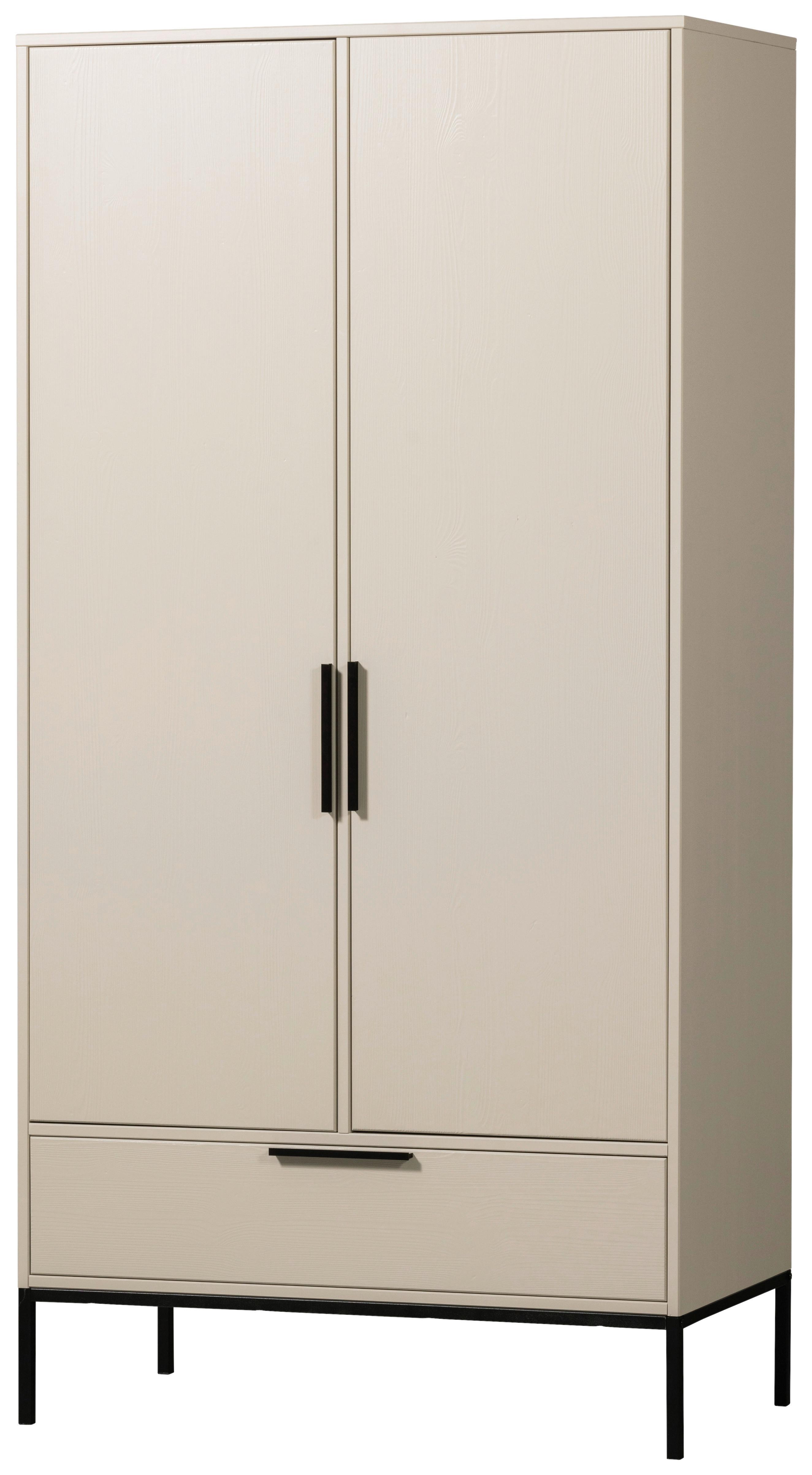 Garderobenschrank Adam Hellgrau B: 100 cm - Hellgrau/Schwarz, Design, Holz/Holzwerkstoff (100/200/53cm) - Livetastic
