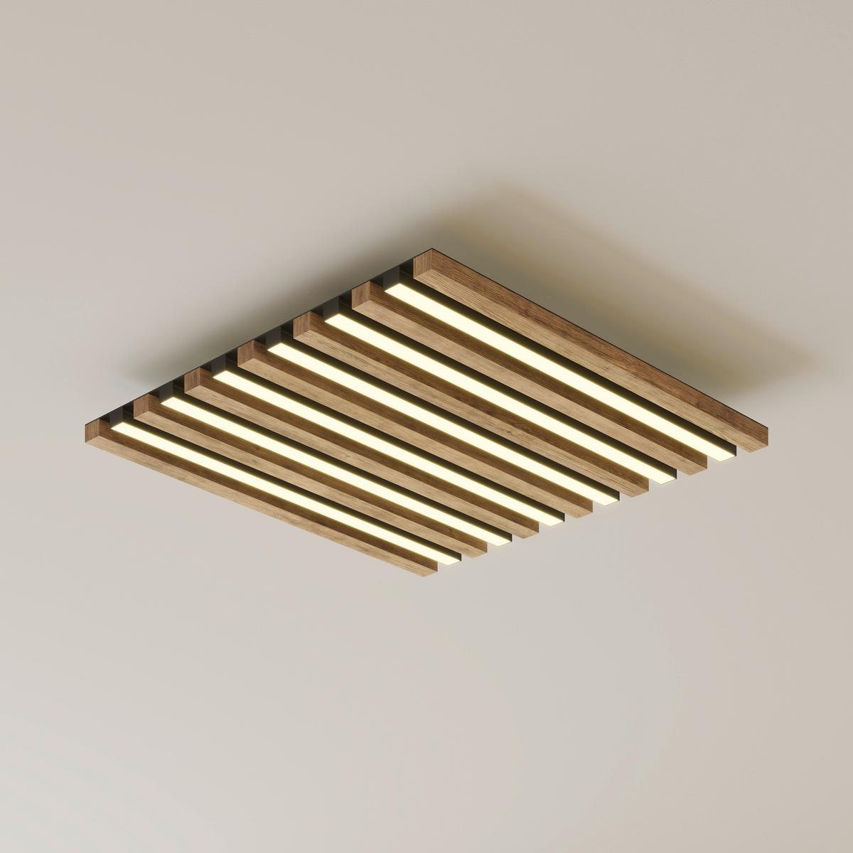 Led Mennyezeti Lámpa 67347d2 Hayden - sötétbarna/fekete, Natur, műanyag/faalapú anyag (45/45/5cm) - Globo