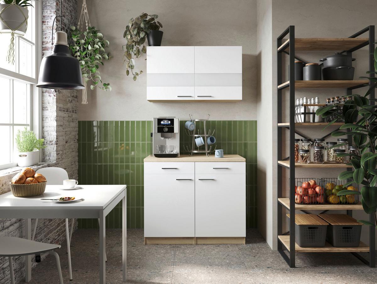 Buffet Merle Weiß/eiche Dekor B:100cm - Eichefarben/Weiß, Basics, Glas/Holzwerkstoff (100/200/60cm) - Respekta