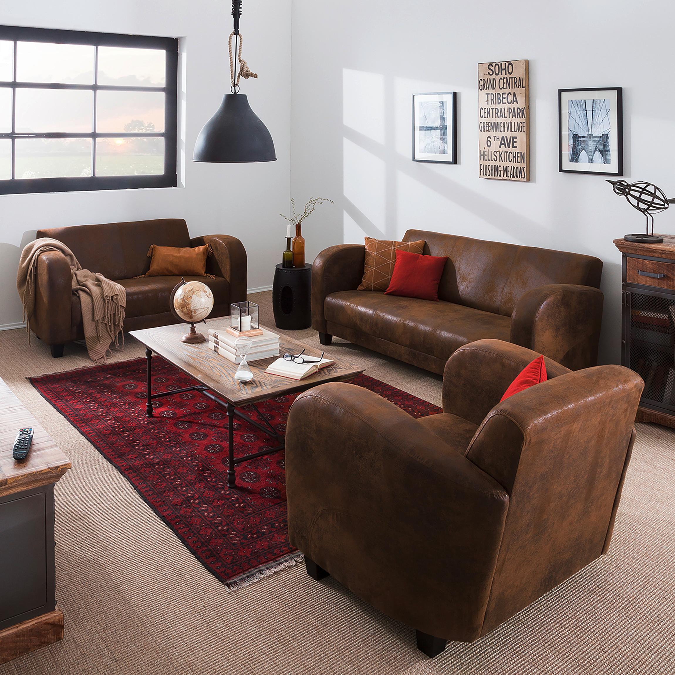 Sitzgarnitur Antis Braun B: 92 Cm - Dunkelbraun/Braun, Design, Textil (92/80/89cm) - Livetastic