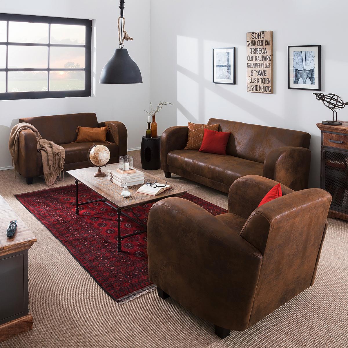 Sitzgarnitur Antis Braun B: 92 Cm - Dunkelbraun/Braun, Design, Textil (92/80/89cm) - Livetastic