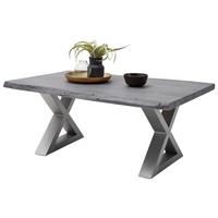 Couchtisch Holz Massiv Cartagena Grau/Edelstahlf. - Edelstahlfarben/Grau, MODERN, Holz/Metall (110/45/70cm)