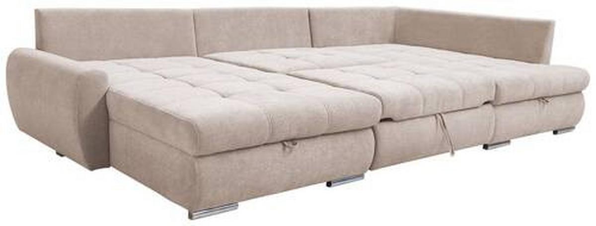 Ecksofa Canion - Chromfarben/Beige, Design, Textil (174/322/173cm) - Livetastic