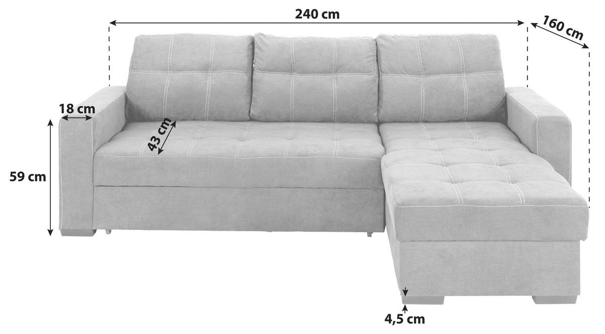 Eckschlafsofa Mediolan Weiß S: 240x160 cm - Schwarz/Weiß, Design, Textil (240/160cm) - Livetastic