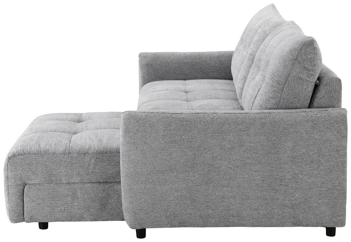 Elektrická sedačka LINA, obojstranná, sivá ženilka - čierna/sivá, Basics, kov/drevo (227/158cm)