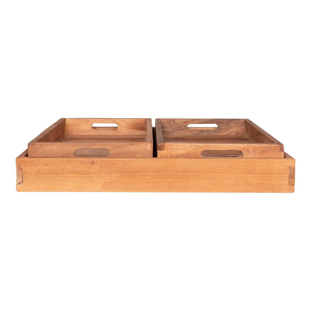 Serviertablett-Set Faro Hellbraun B: 38 cm - Hellbraun, Design, Holz (38/58cm)