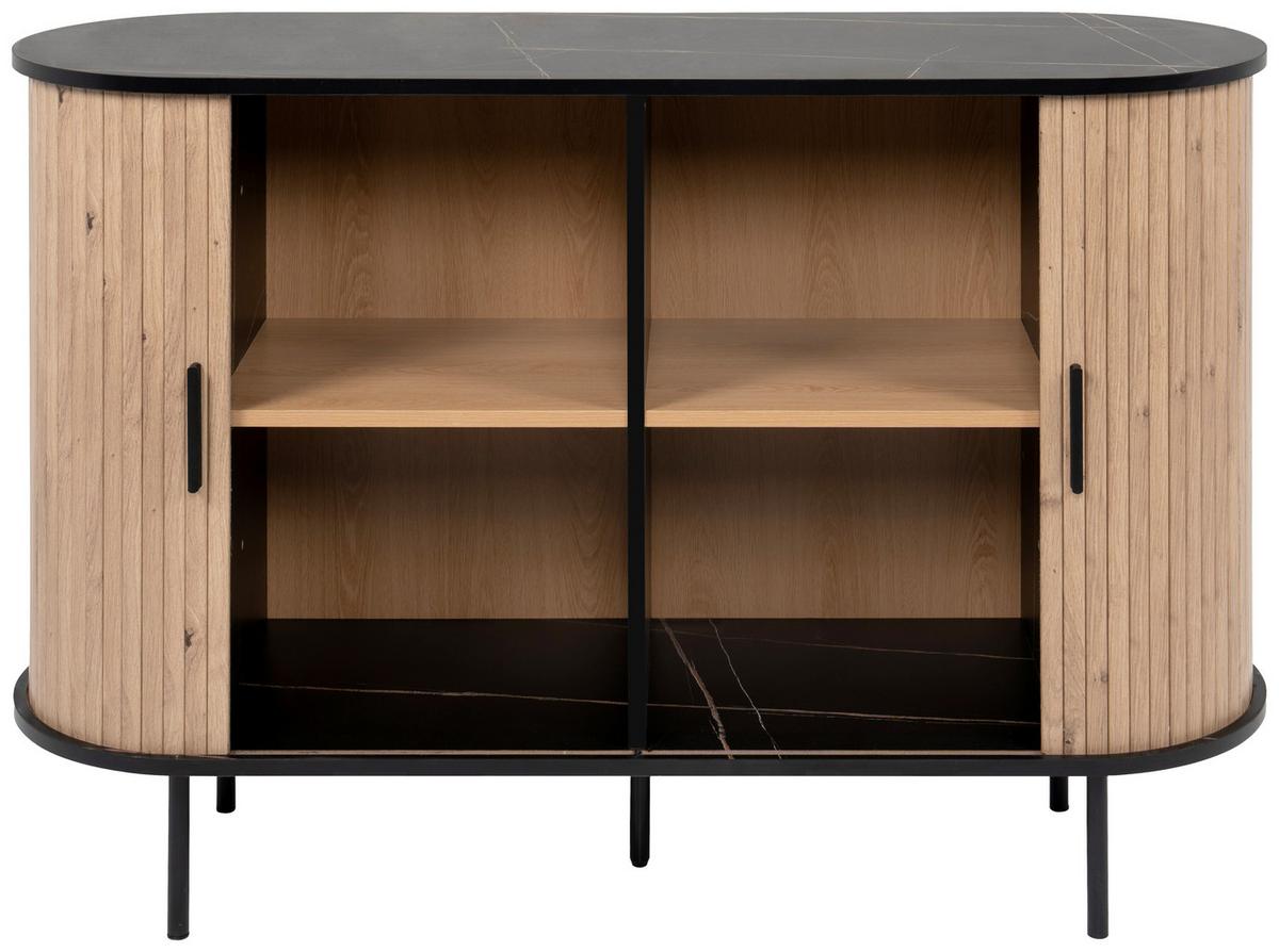 Sideboard Kajsa Schwarz/Artisan Dekor B: 120cm - Schwarz/Eiche Artisan, Trend, Holzwerkstoff (120/80/40cm)