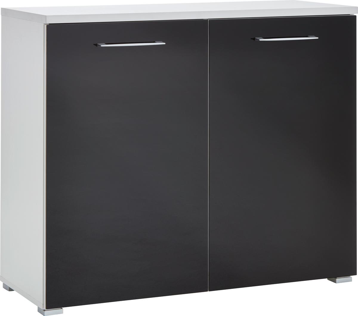 Kommode mit Glas B: 97 cm Weiß/Anthrazit - Anthrazit/Schwarz, MODERN, Glas/Holzwerkstoff (97/82/40cm) - Germania