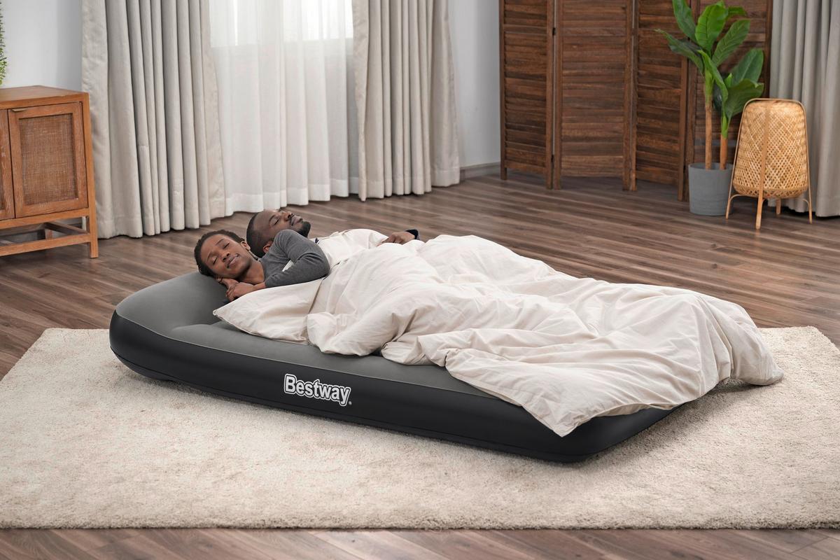 Luftbett Lisha 191x137x30 cm Bis 300kg, inkl. Pumpe - Dunkelgrau/Schwarz, KONVENTIONELL, Kunststoff/Metall (191/137/30cm) - Bestway