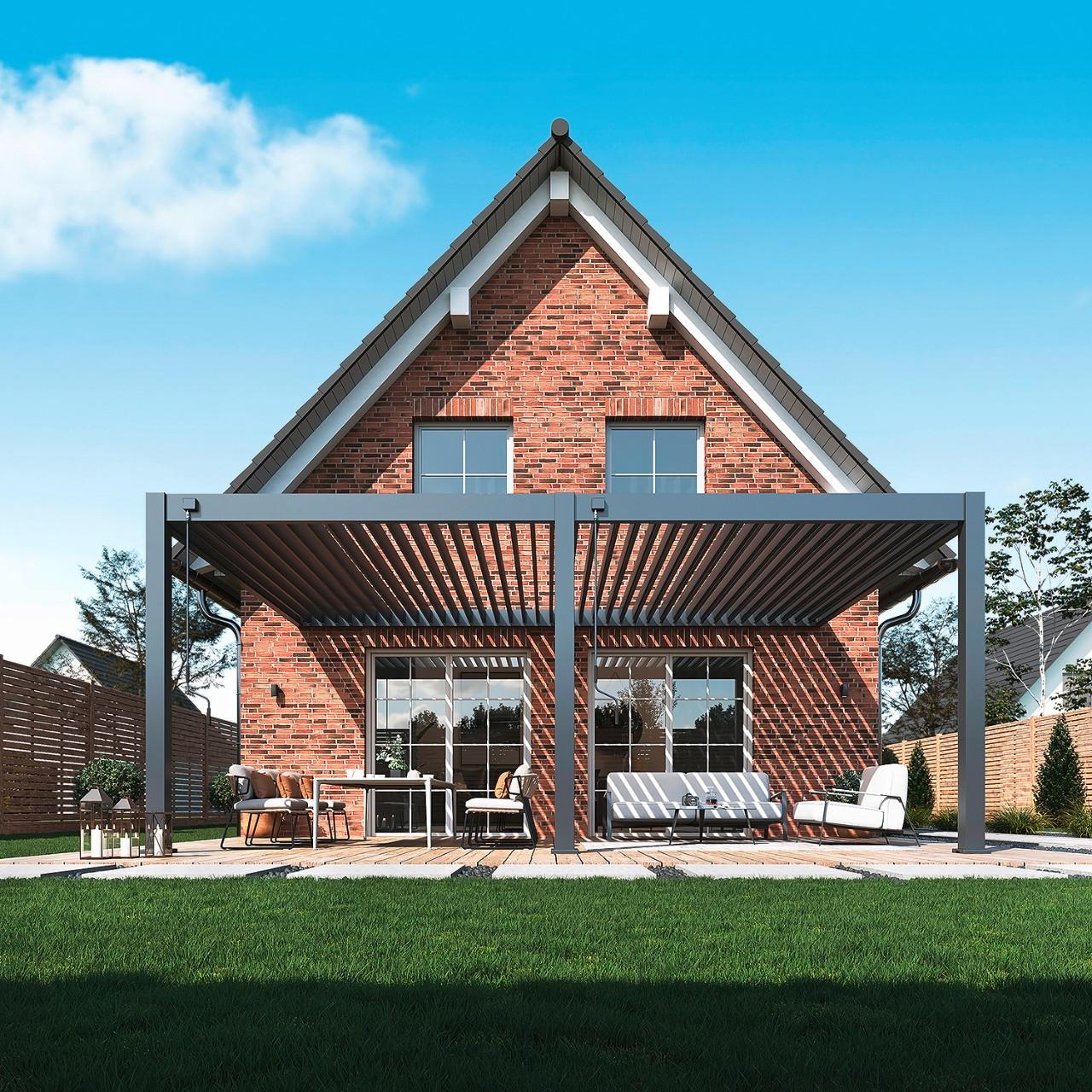 Pergola Deluxe Plus 400x600cm Sturmfest, Gartenpavillon - Anthrazit, Basics, Metall (600/255/400cm) - WEIDE