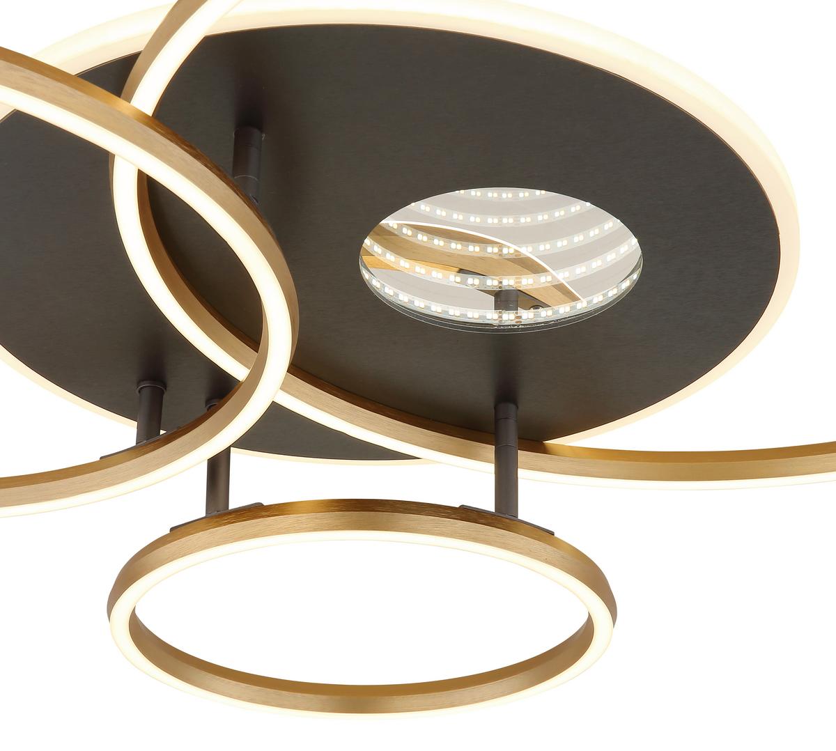 LED-DECKENLEUCHTE Memory-Funktion - Anthrazit/Goldfarben, Design, Kunststoff/Metall (90/70/13cm) - Globo