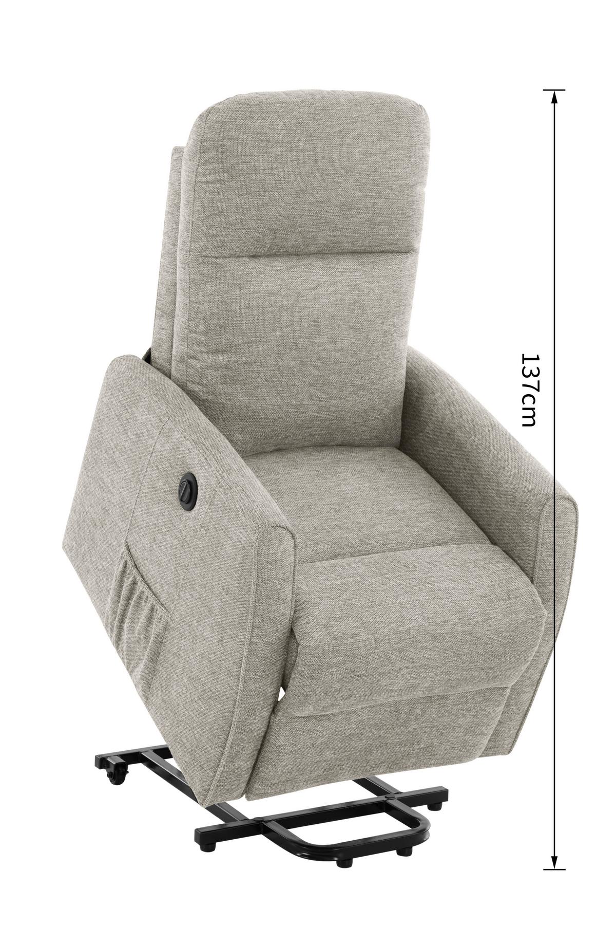 Televízne kreslo ATHEN, s pomocou pri vstávaní - taupe, Modern, kov/drevo (67,5/107/88,5cm)