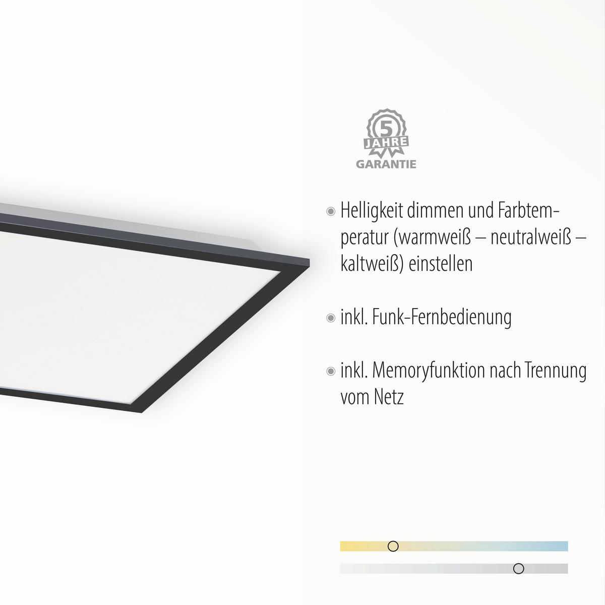 Led-deckenleuchte Flat L: 44,5 Cm Dimmbar Mit Fernbedienung - Schwarz, Basics, Kunststoff/Metall (44,5/44,5/7cm)