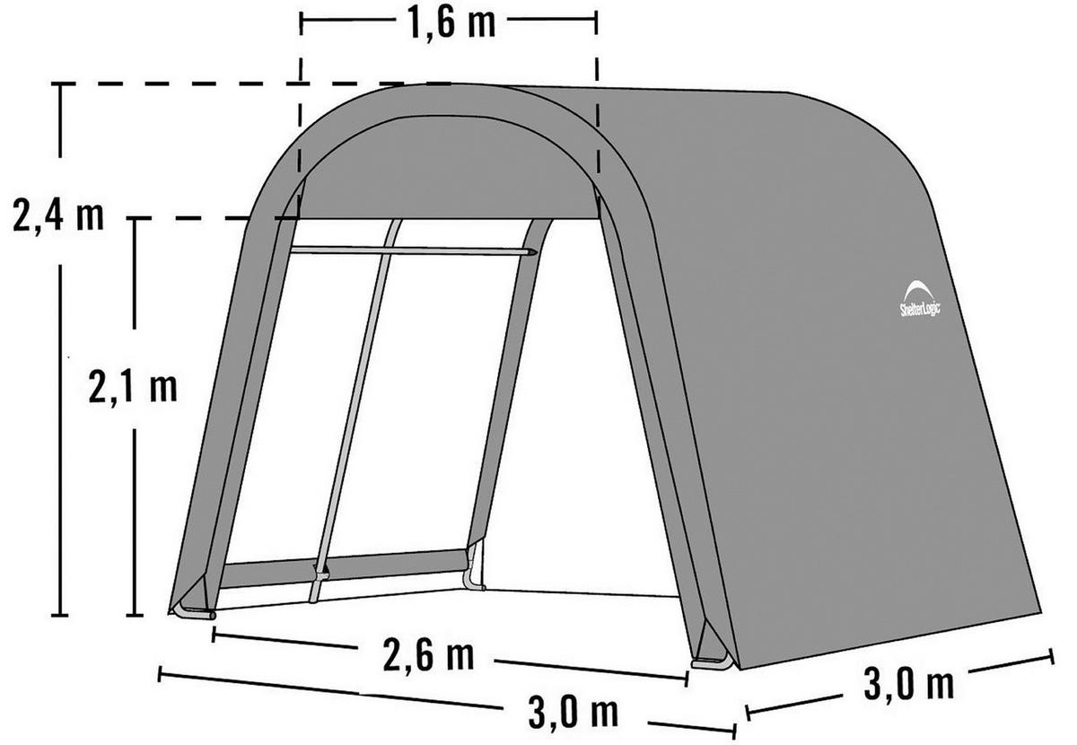 Zeltgarage Shed-In-A-Box 9m² Round Top - Grau, Basics, Kunststoff (300/240/300cm)