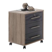 Rollcontainer Anthrazit/Eiche Office Edition 44x58x40 cm - Anthrazit Hochglanz/Sonoma Eiche, MODERN, Holzwerkstoff/Kunststoff (44/58/40cm) - MID.YOU