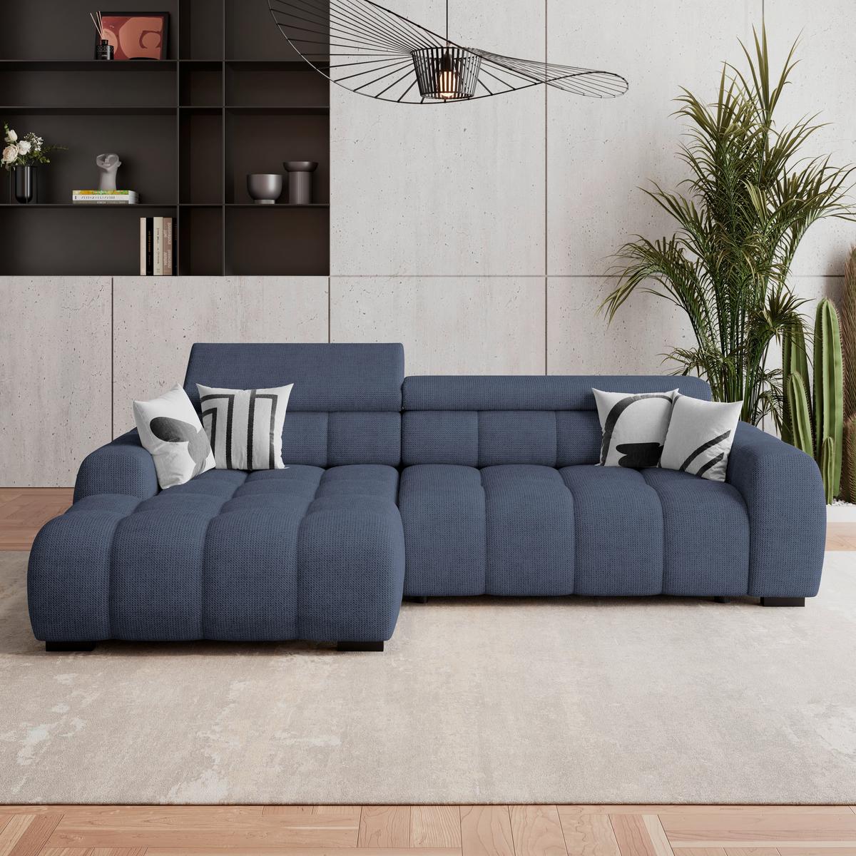 Ecksofa Fargo S Blau, B: 168cm - Blau/Schwarz, Trend, Textil (168/285cm)