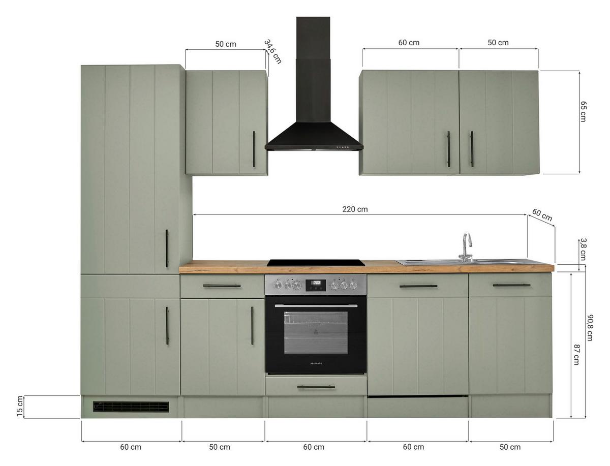 Küchenblock Anton Wildeiche/Schilfgrün B: 280cm - Schilfgrün/Wildeiche, Trend, Holzwerkstoff (280cm) - Respekta