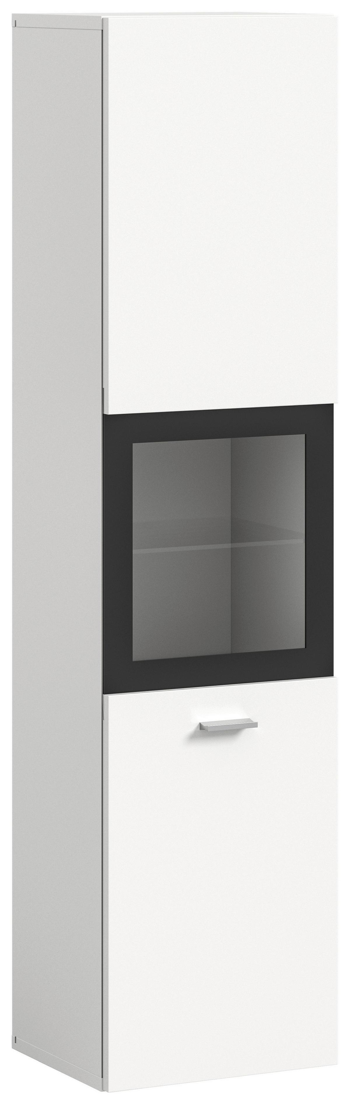 Midischrank Boston Weiß B: 30 cm - Silberfarben/Weiß, MODERN, Glas/Holzwerkstoff (30/125/29cm) - MID.YOU