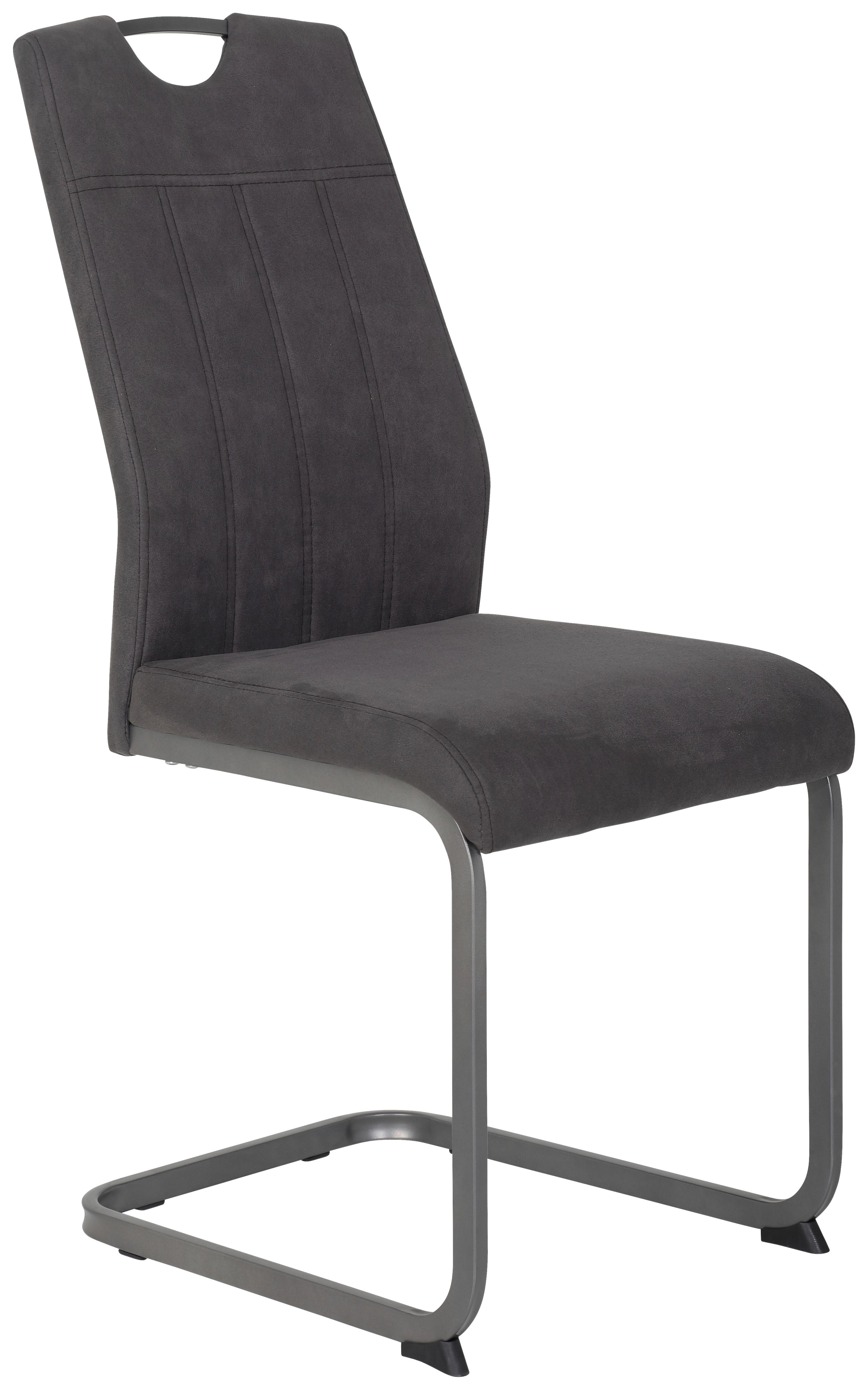 Schwingstuhl Christina II Lederlook Anthrazit gepolstert - Anthrazit/Grau, KONVENTIONELL, Textil/Metall (43/98/58cm)