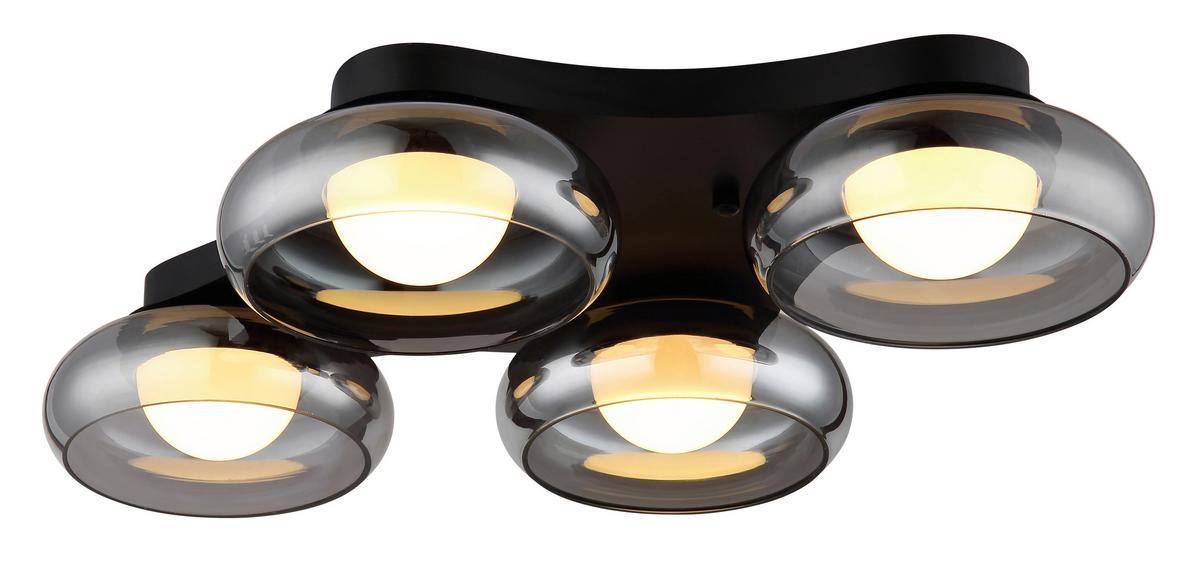 LED-Deckenleuchte Memory-Funktion - Schwarz/Weiß, Design, Glas/Kunststoff (65/46/10cm) - Globo