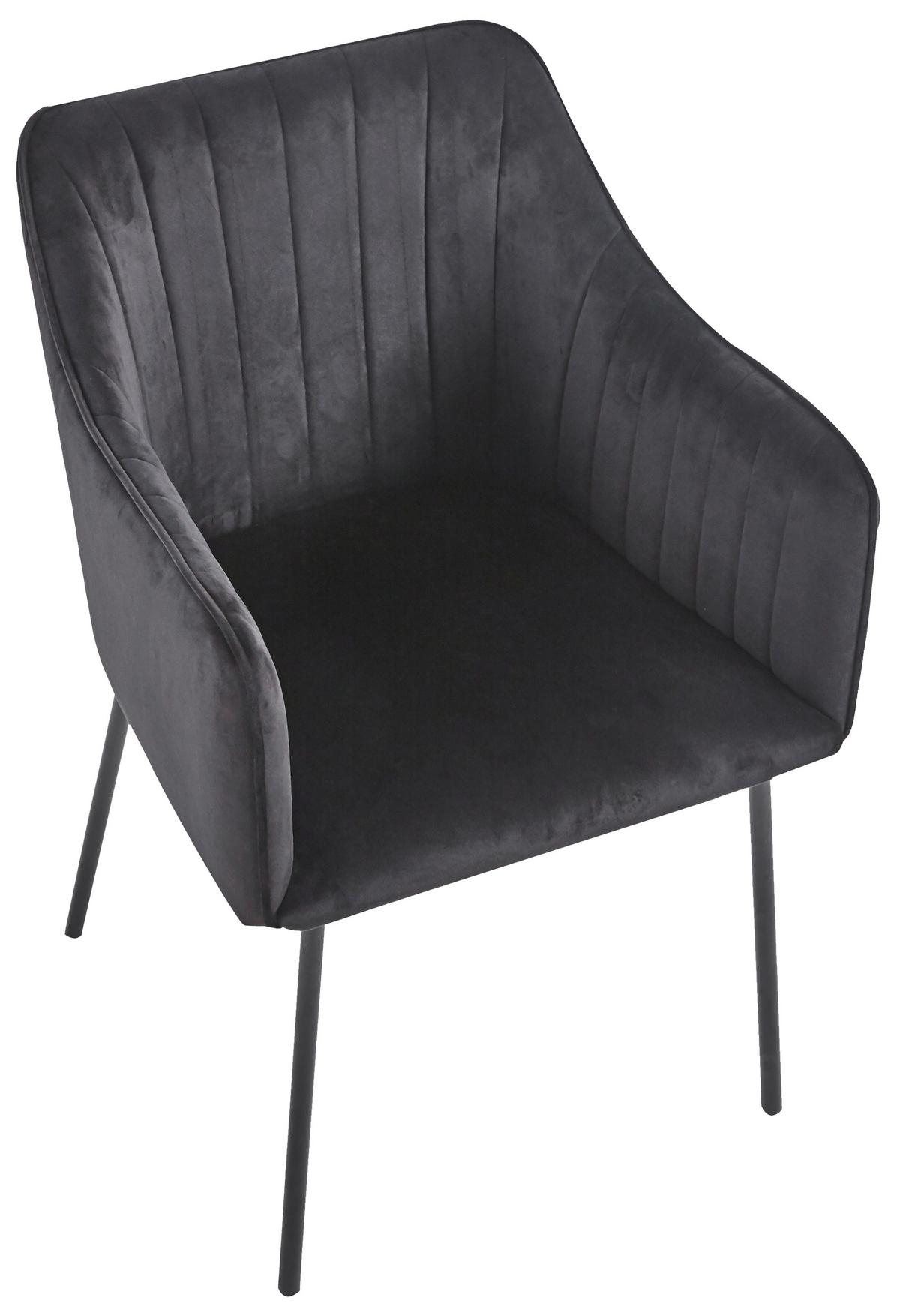 Armlehnstuhl Valia Anthrazit B: 48,5 cm - Anthrazit/Schwarz, Design, Holzwerkstoff/Textil (48,5cm) - MID.YOU