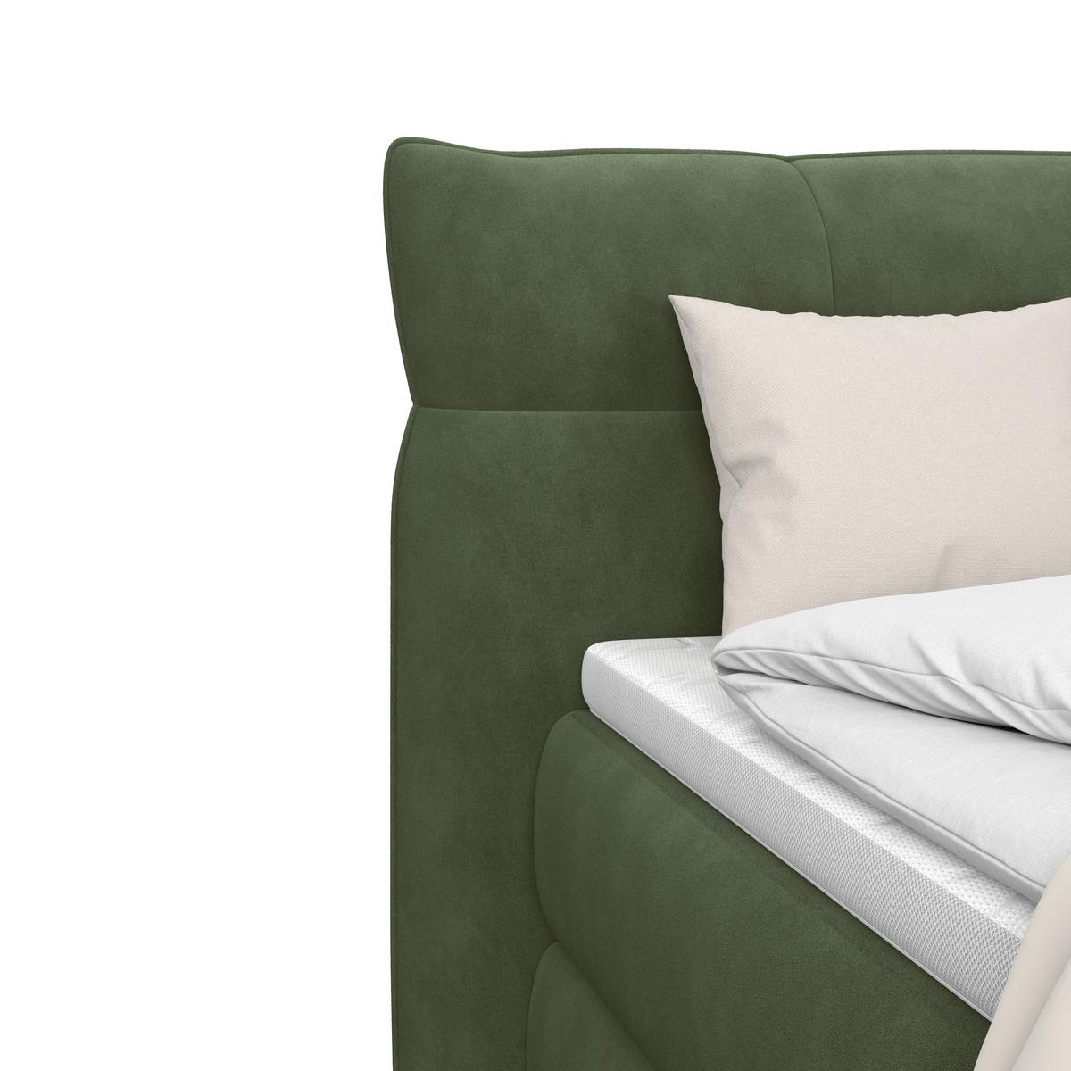 Boxspringbett Carmelo Dunkelgrün 140x200 cm H5 - Dunkelgrün/Schwarz, Trend, Textil (140/200cm)