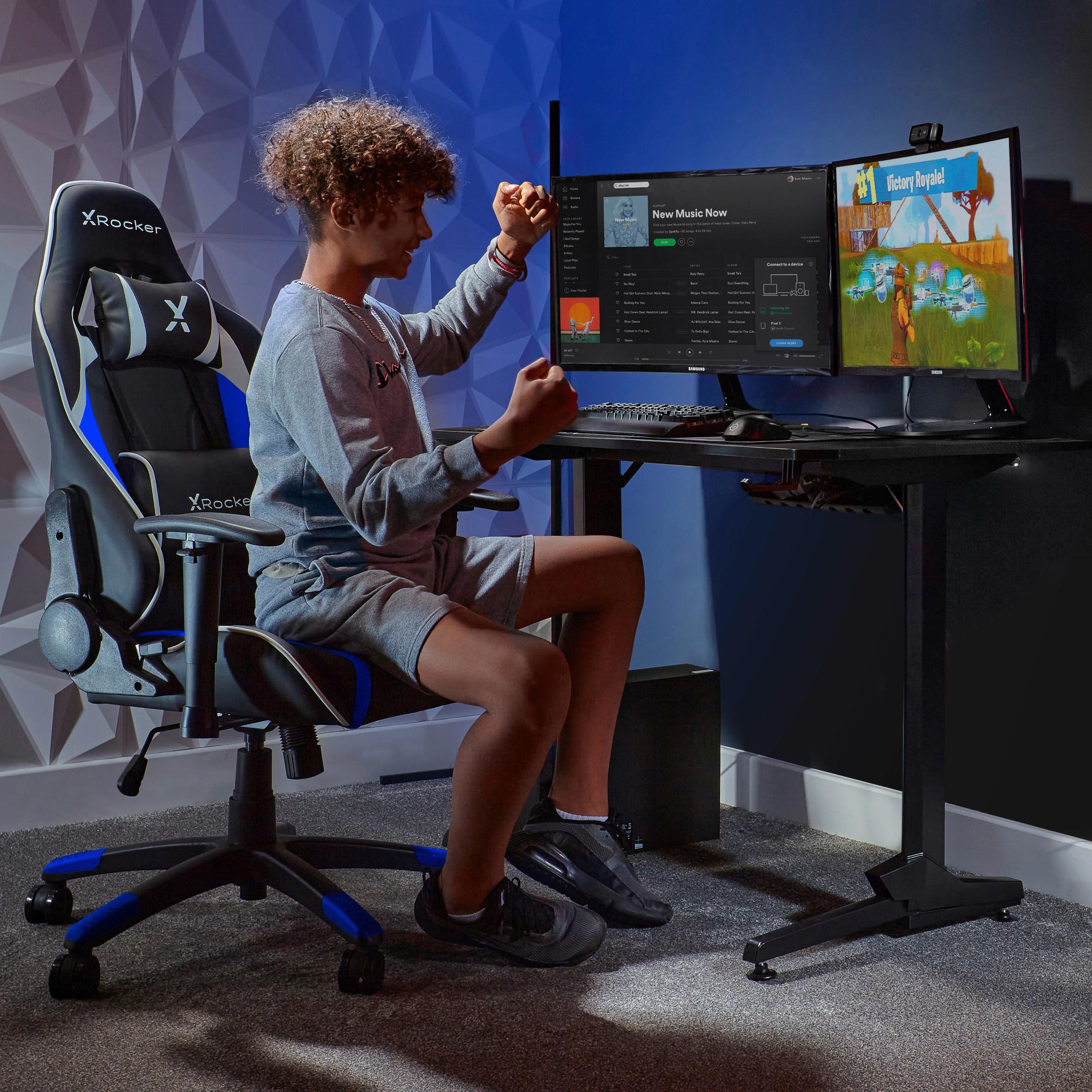 Gamingstuhl Agility Compact Esports - Blau/Schwarz, MODERN, Kunststoff/Textil (55/113/62,5cm) - X Rocker