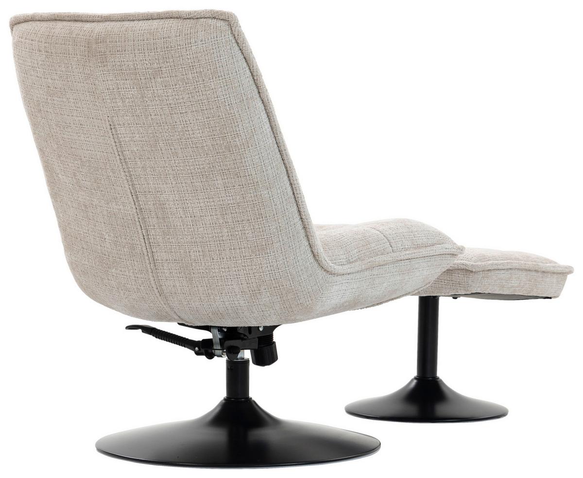 Relaxliege Kairo Creme Sitzfläche drehbar, B: 71 cm - Creme/Schwarz, MODERN, Holz/Textil (71/88/89cm)