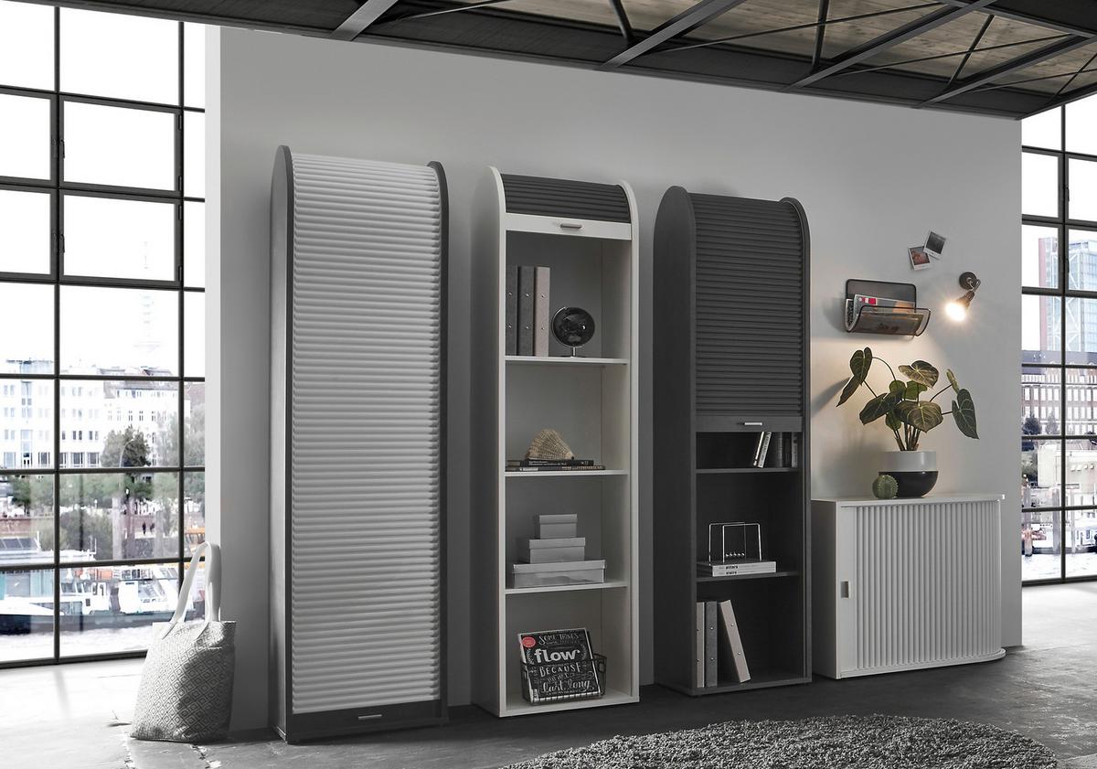 Aktesnchrank Hellgrau/Graphitfarben B:69 cm - Hellgrau/Graphitfarben, MODERN, Holzwerkstoff/Kunststoff (69/192/44cm) - Livetastic