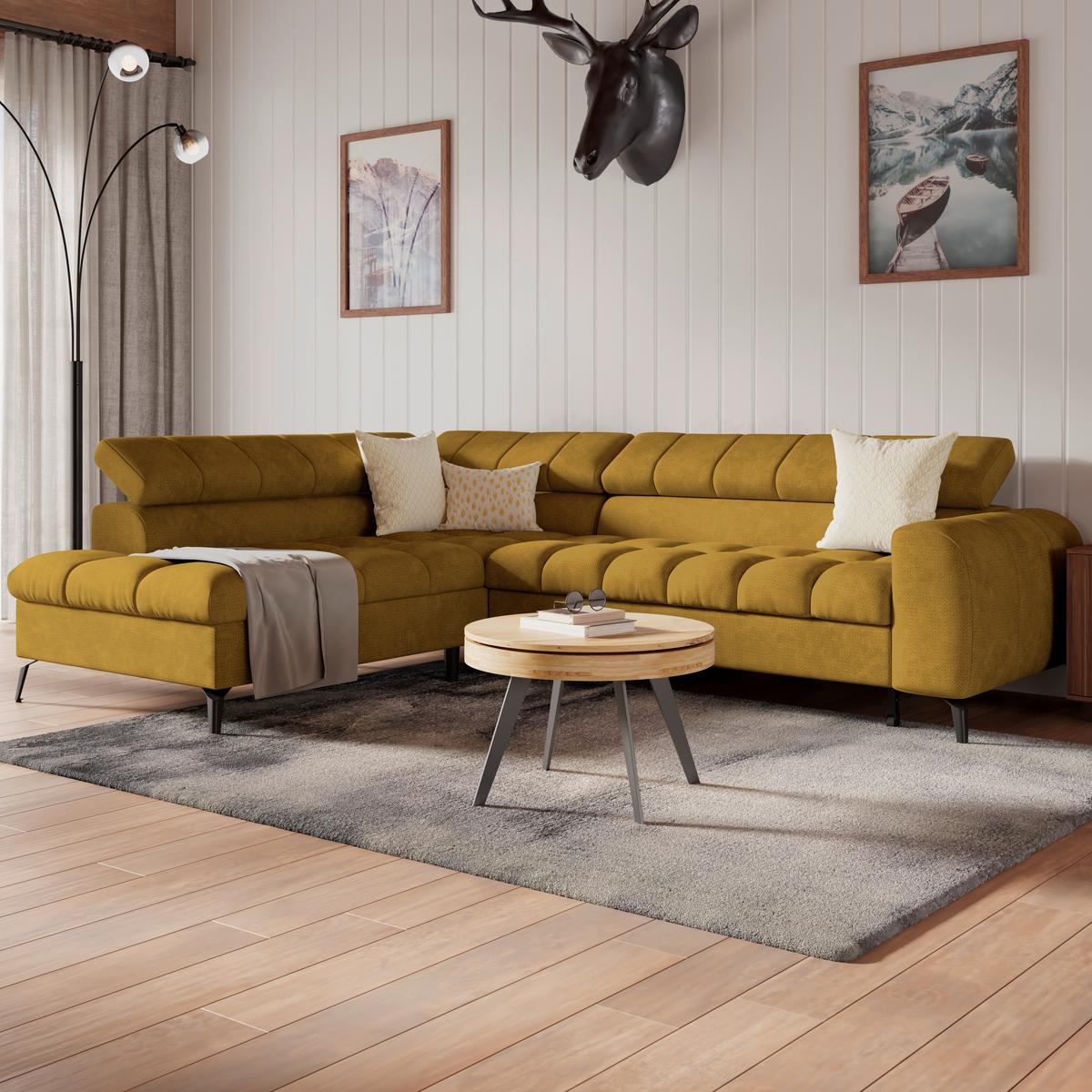 Ecksofa Volf Links New Terracotta, S: 203x261 Cm - Terracotta/Schwarz, Trend, Kunststoff/Textil (203/261cm)
