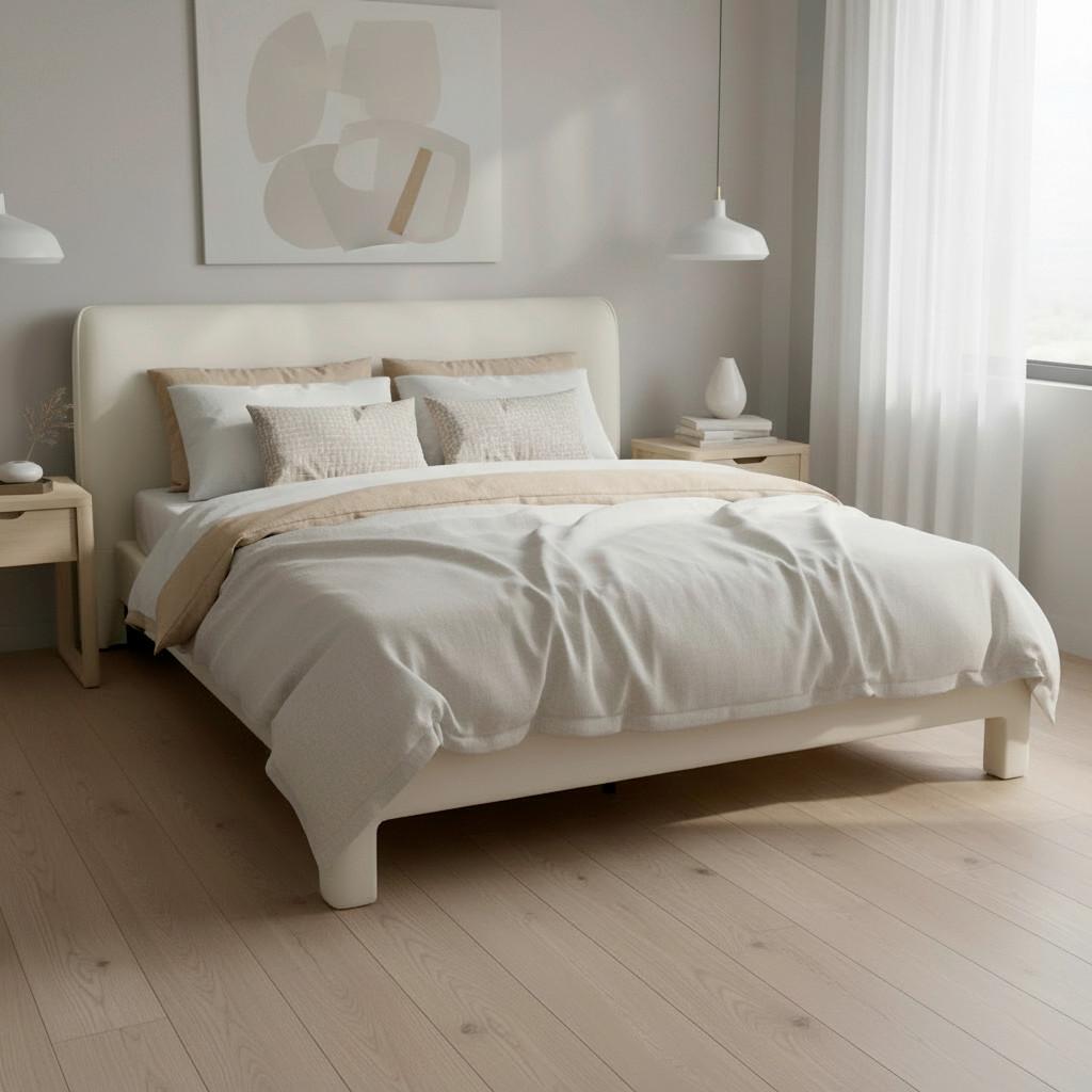 Čalúnená posteľ VALION 160x200 cm, slonovinová - slonovinová/prírodná farba, Modern, kov/drevo (160/200cm) - Bessagi Home