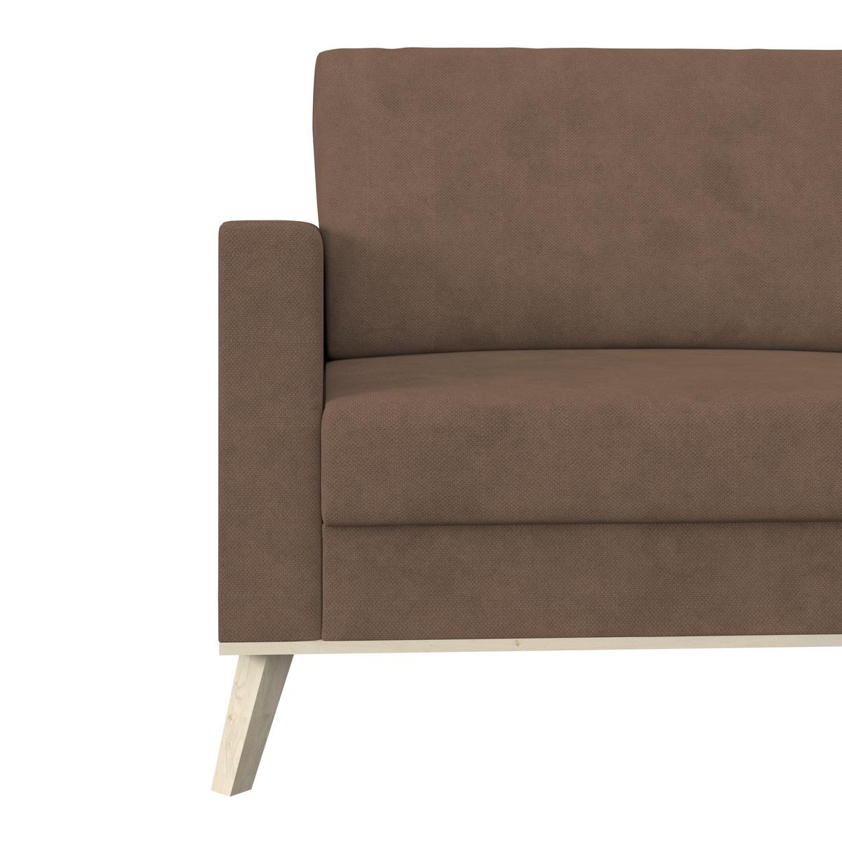 Ecksofa Carini - Hellbraun/Eichefarben, Basics, Textil (222/152cm)