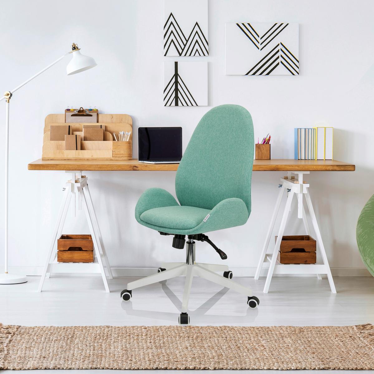 Drehstuhl Avea I Mit Wippfunktion Mintgrün - Weiß/Mintgrün, Basics, Kunststoff/Textil (56/104/58cm) - MID.YOU