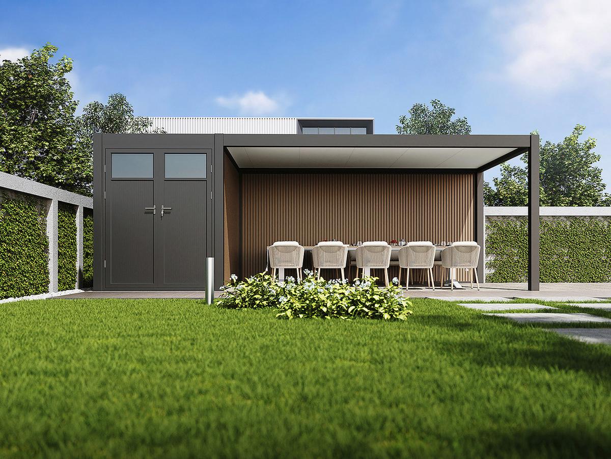 Carport- PergoLine 300x720 cm wetterbeständig, graphitfarben - Graphitfarben, Basics, Metall (300/255/720cm) - Gardenson