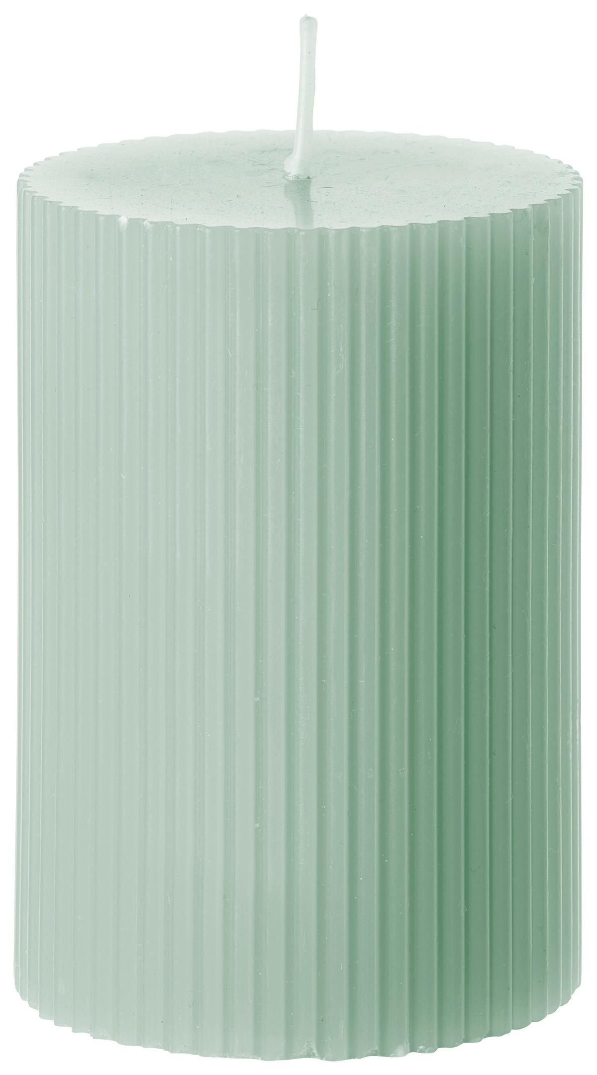VÁLCOVÁ SVÍČKA STRIPES - bílá/růžová, přírodní materiály (7/10cm) - Premium Living