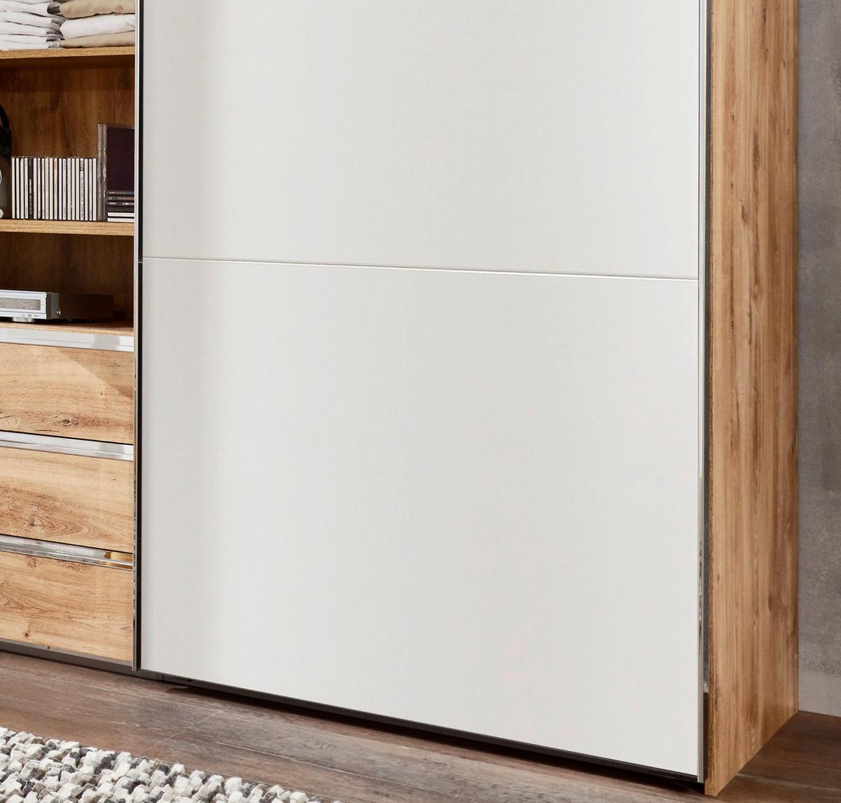Schwebetürenschrank  Mit Regal B: 300 Cm Magic, Weiß/eichef. - Eichefarben/Weiß, MODERN, Holzwerkstoff (300/216/65cm) - MID.YOU