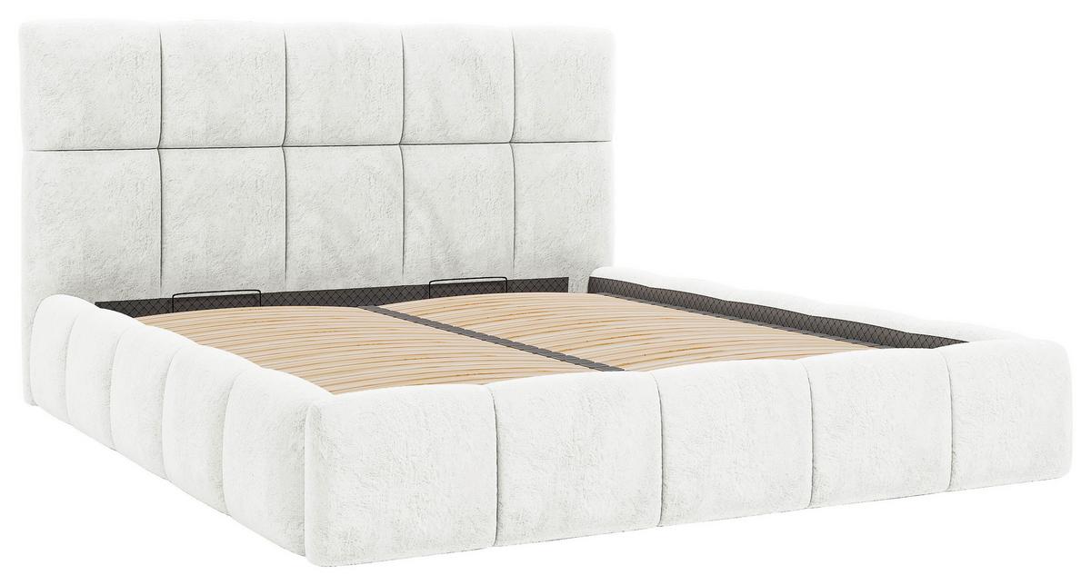 Polsterbett Cherry Microfaser Velours, Weiß, Lf: 140x200 Cm - Schwarz/Weiß, MODERN, Holz/Holzwerkstoff (140/200cm) - MID.YOU