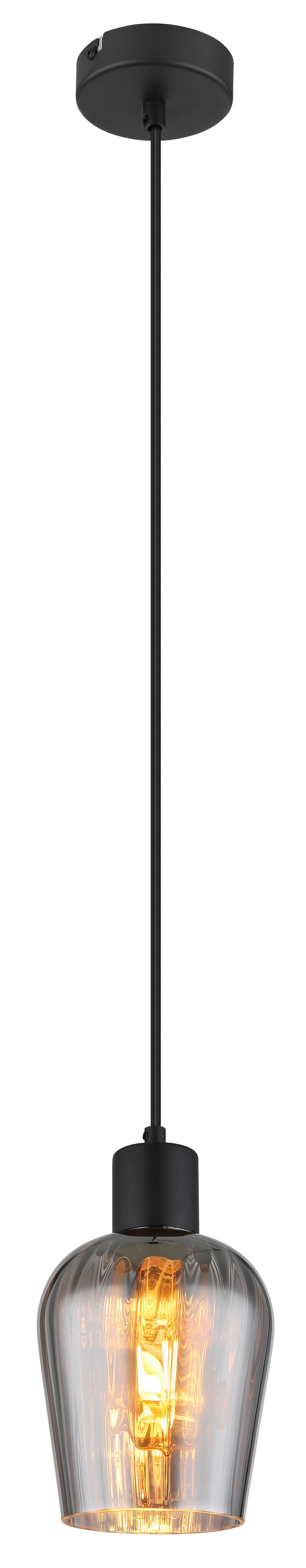HÄNGELEUCHTE Exkl. 1xE27 40W - Schwarz/Grau, Basics, Glas/Kunststoff (13,5/150cm) - Globo