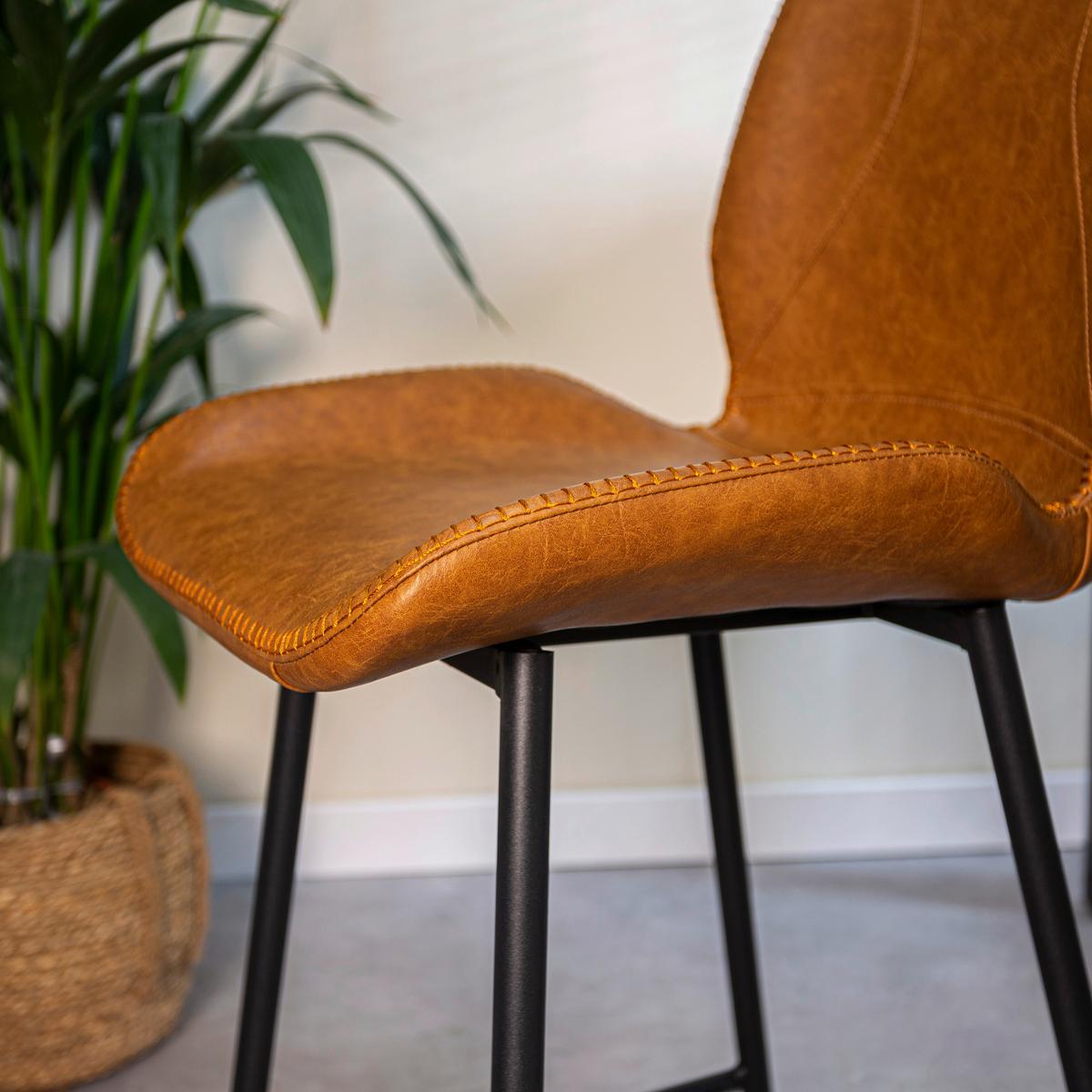 Barhocker-Set Barron - Cognac/Schwarz, KONVENTIONELL, Kunststoff/Textil (47/99/55cm) - MID.YOU