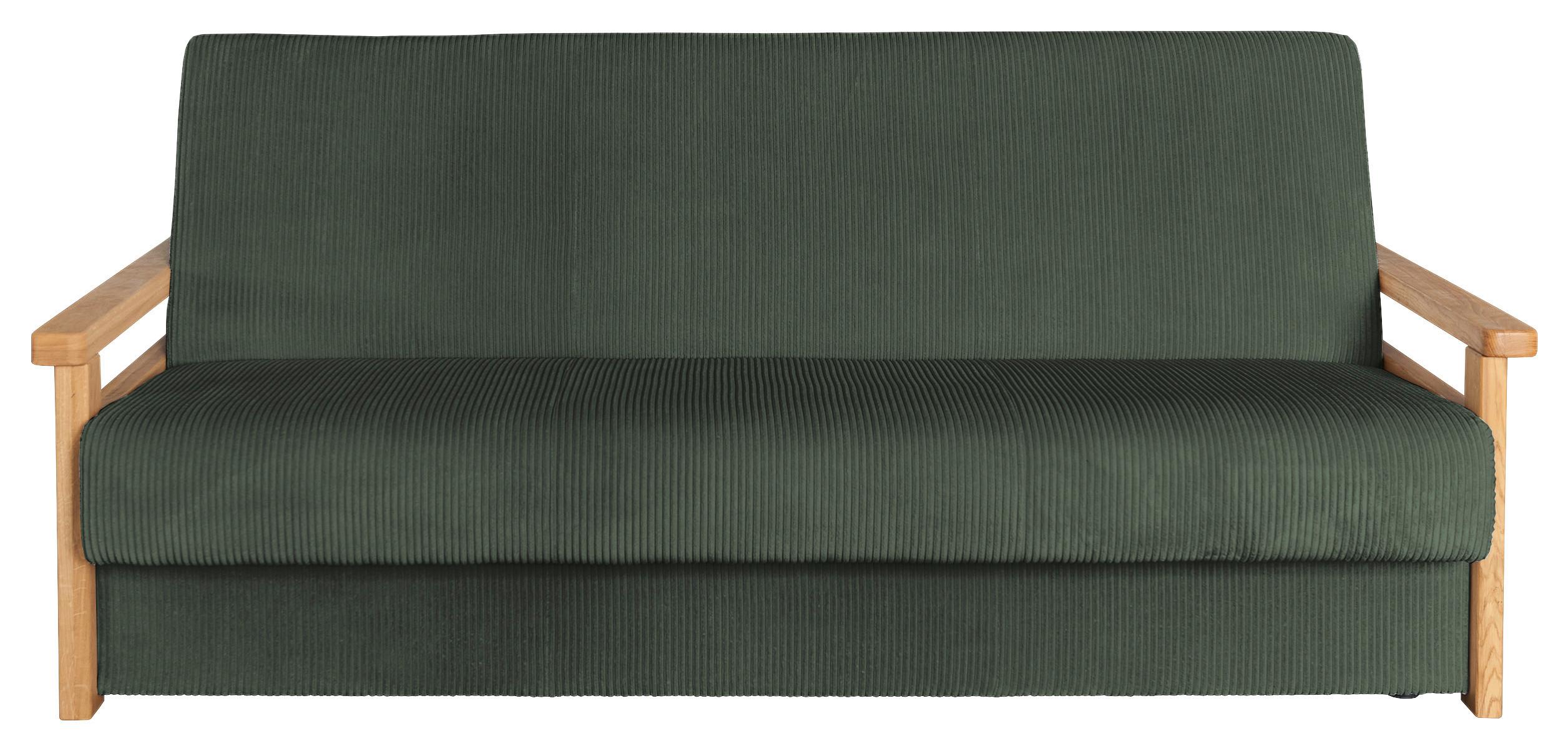 Schlafsofa Malaga Dunkelgrün B: 220cm - Dunkelgrün/Naturfarben, Design, Holz/Textil (220/90/90cm) - P & B