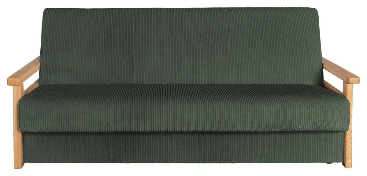 Schlafsofa Malaga Dunkelgrün B: 220cm - Dunkelgrün/Naturfarben, Design, Holz/Textil (220/90/90cm) - P & B