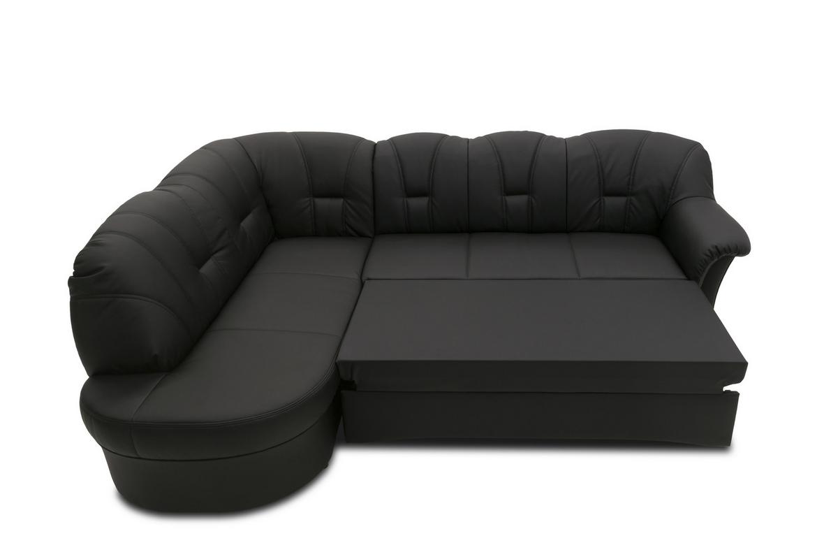 Ecksofa Mit Bettfunktion Papenburg Schwarz Lederlook - Schwarz, KONVENTIONELL, Textil (180/243cm) - MID.YOU