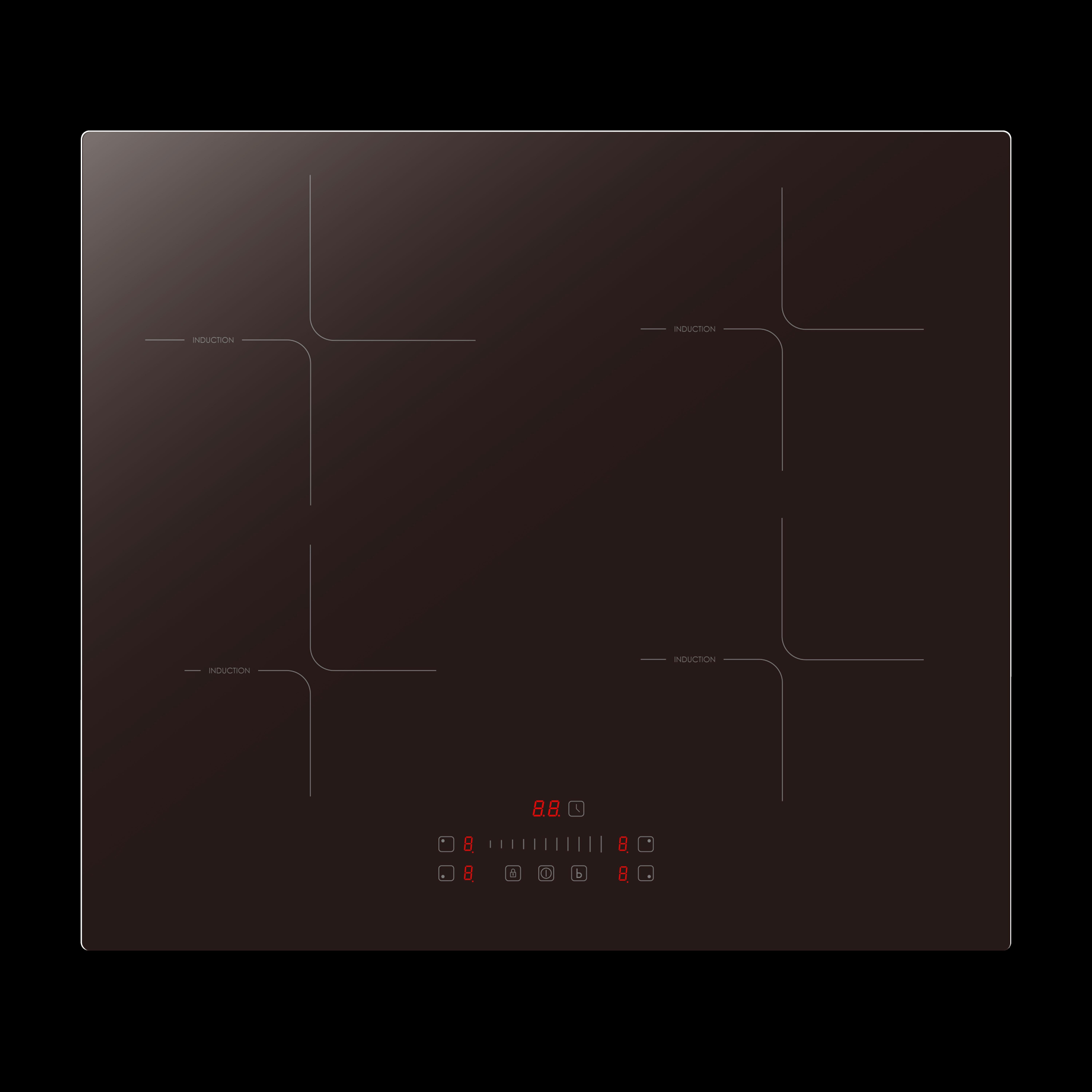 Induktionskochfeld Schwarz B: 59 cm - Schwarz, Basics, Glas (59/6.2/52cm) - PKM