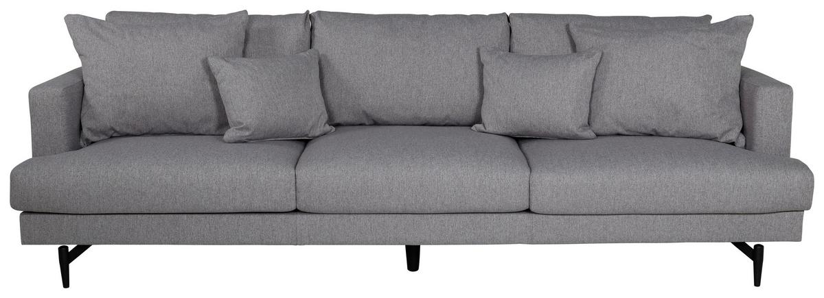 3-Sitzer-Sofa Sofia - Schwarz/Grau, Design, Holz/Kunststoff (260/86/88cm) - Livetastic
