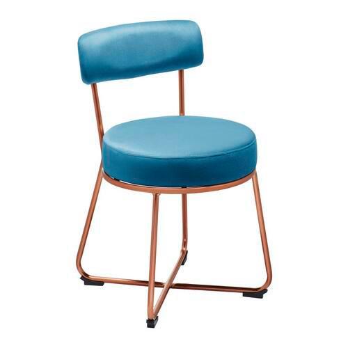 Jídelní židle PAMELA modrá - petrolej/barva růžového zlata, Moderní, kov/dřevo (44/73/47,5cm) - Bessagi Home