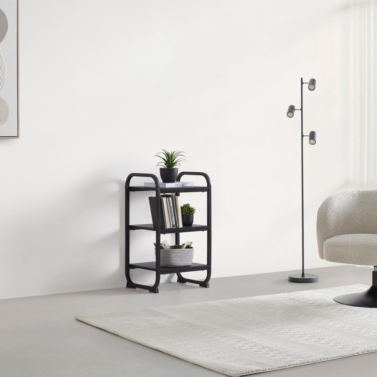 REGÁL BEND -SB- -EXKLUSIV- - černá, Moderní, kov/kompozitní dřevo (36/70/40cm) - Mömax